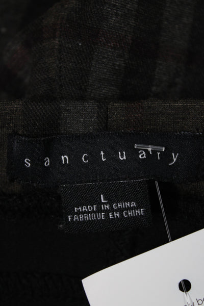 Sanctuary Womens Cropped Ankle Plaid Pants Dark Gray Size L