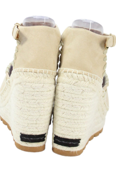 Stella McCartney Womens Gaia Laced Alter Suede Wedge Sandals Shoes Beige Size 9