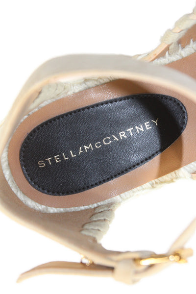 Stella McCartney Womens Gaia Laced Alter Suede Wedge Sandals Shoes Beige Size 9