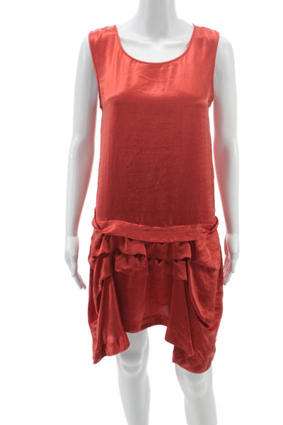 Theory Womens Shift Tank Dress Red Sleeveless Mini Round Neck Polyester Size 2