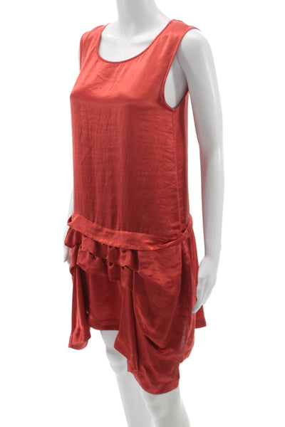 Theory Womens Shift Tank Dress Red Sleeveless Mini Round Neck Polyester Size 2