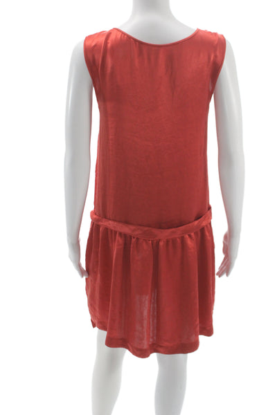 Theory Womens Shift Tank Dress Red Sleeveless Mini Round Neck Polyester Size 2
