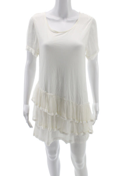 RED Valentino Women Shift T Shirt Dress White Short Sleeve Size M