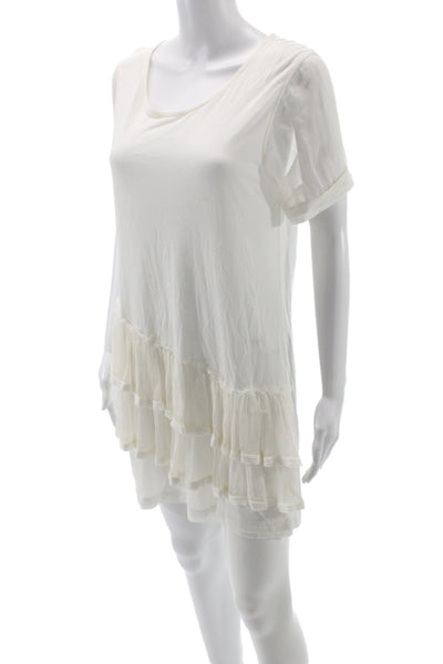 RED Valentino Women Shift T Shirt Dress White Short Sleeve Size M