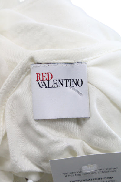 RED Valentino Women Shift T Shirt Dress White Short Sleeve Size M