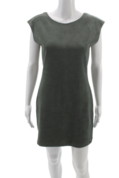 BCBGMAXAZRIA Women Sheath Shift Round Neck Green Above Knee Dress Size M