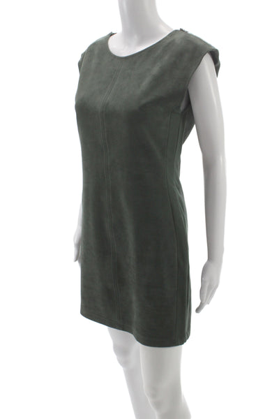 BCBGMAXAZRIA Women Sheath Shift Round Neck Green Above Knee Dress Size M
