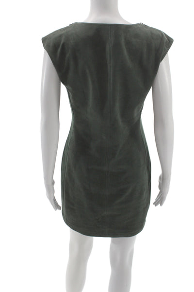 BCBGMAXAZRIA Women Sheath Shift Round Neck Green Above Knee Dress Size M