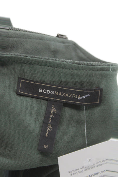BCBGMAXAZRIA Women Sheath Shift Round Neck Green Above Knee Dress Size M