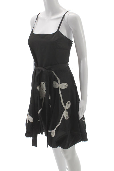 Ariella Women A-Line Sundress Floral Square Neck Sleeveless Black Size L
