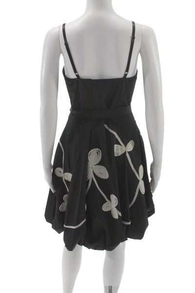 Ariella Women A-Line Sundress Floral Square Neck Sleeveless Black Size L