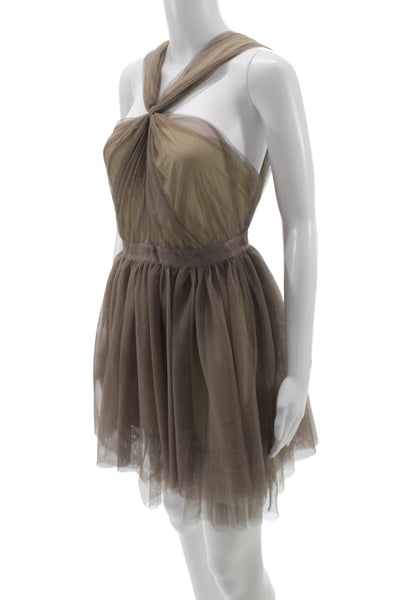 Ark & Co Womens Fit & Flare Mini Dress Brown Sleeveless Zip Size S