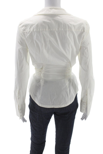Armani Exchange Womens Collared Button Up Blouse White Long Sleeve Size M