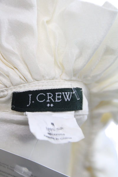 J Crew Women White Silk High Neck Sleeveless Blouse Button Size S