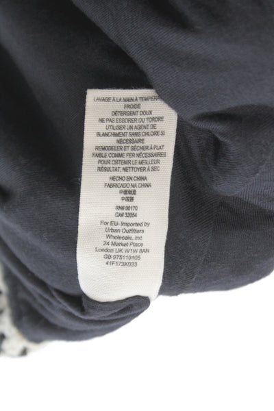 Free People Womens Bomber Jacket Black Nylon Zip Crew Neck Size S