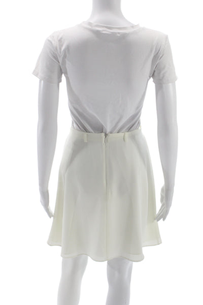 Ritmo Di Perla Women A-Line Skater Skirt White Polyester Size 42