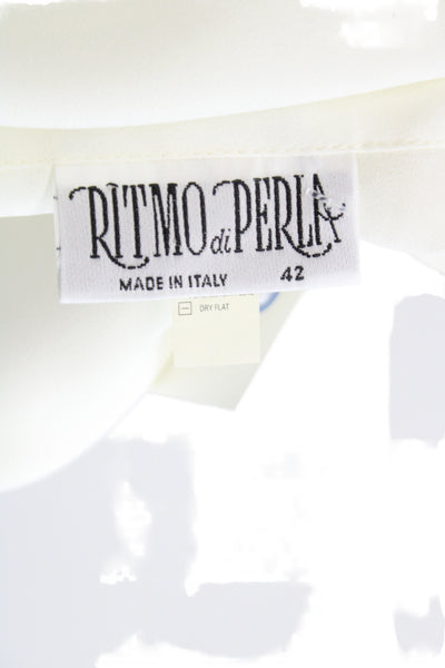 Ritmo Di Perla Women A-Line Skater Skirt White Polyester Size 42