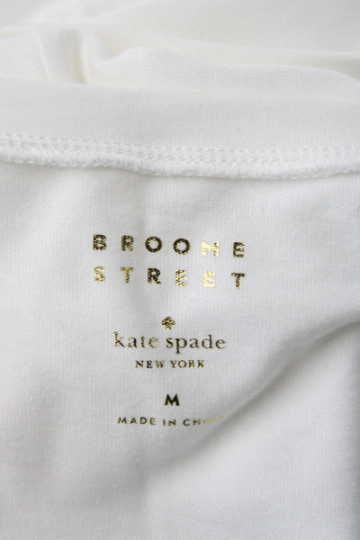 Kate Spade Womens White Floral T-Shirt Dress Short Sleeve Cotton Size M