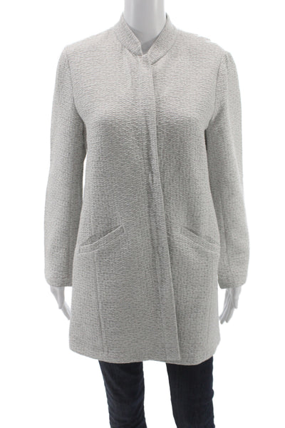 Eileen Fisher Womens Gray Mock Neck Coatigan Long Sleeve Size S