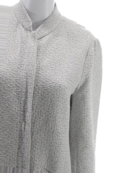 Eileen Fisher Womens Gray Mock Neck Coatigan Long Sleeve Size S