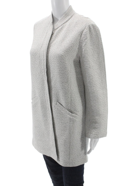 Eileen Fisher Womens Gray Mock Neck Coatigan Long Sleeve Size S