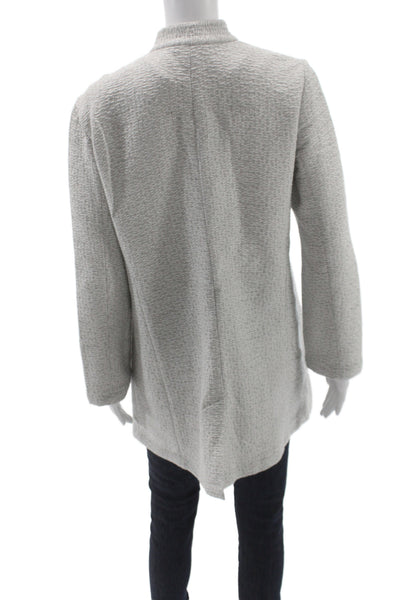 Eileen Fisher Womens Gray Mock Neck Coatigan Long Sleeve Size S