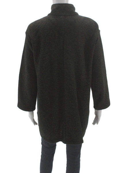 Eileen Fisher Womens Black Cotton Coatigan Mock Neck Petite Size S