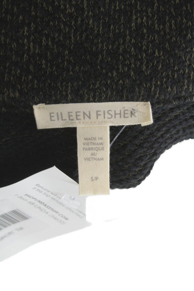 Eileen Fisher Womens Black Cotton Coatigan Mock Neck Petite Size S