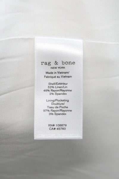 Rag & Bone Womens Sleeveless V Neck Button Linen Blend Vest White Size L