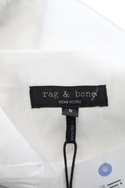 Rag & Bone Womens Sleeveless V Neck Button Linen Blend Vest White Size L