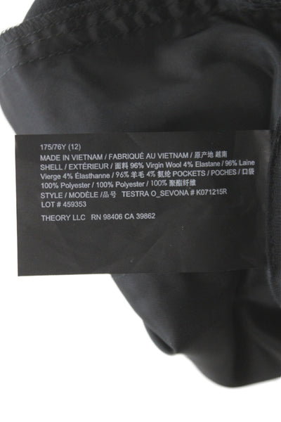 Theory Unisex Black Cropped Ankle Dress Pants 96% Virgin Wool Size 12