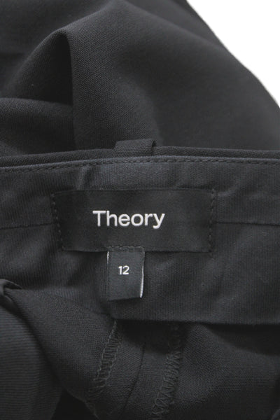 Theory Unisex Black Cropped Ankle Dress Pants 96% Virgin Wool Size 12