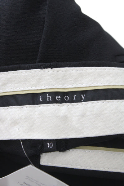 Theory Unisex Dress Pants Black Wool Button Closure Size 10