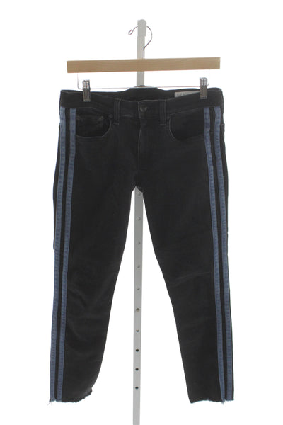 Rag & Bone Women Skinny Ankle Cropped Jeans Black Button Mid Rise Size 25
