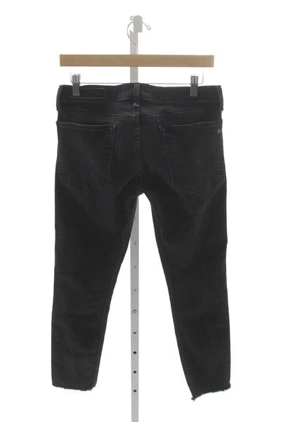 Rag & Bone Women Skinny Ankle Cropped Jeans Black Button Mid Rise Size 25