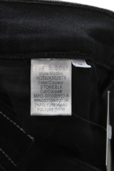 Rag & Bone Women Skinny Ankle Cropped Jeans Black Button Mid Rise Size 25