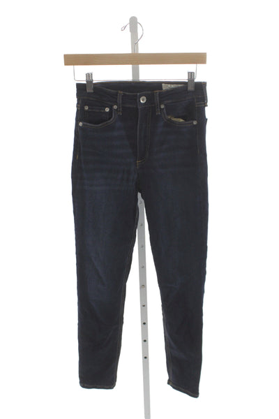 Rag & Bone Women Skinny Ankle Jeans Dark Blue High Rise Button Size 26
