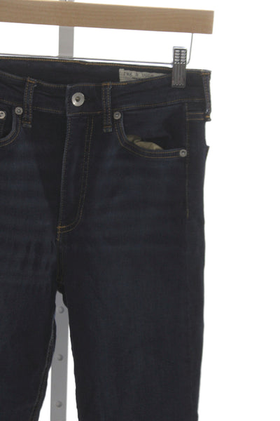 Rag & Bone Women Skinny Ankle Jeans Dark Blue High Rise Button Size 26