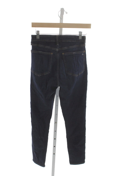 Rag & Bone Women Skinny Ankle Jeans Dark Blue High Rise Button Size 26