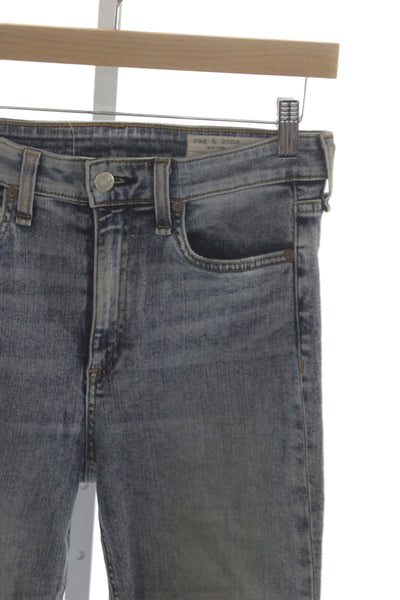 Rag & Bone Womens High Rise Ankle Cropped Skinny Jeans Blue Button Size 26