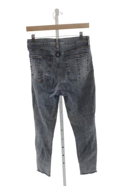 Rag & Bone Womens High Rise Ankle Cropped Skinny Jeans Blue Button Size 26