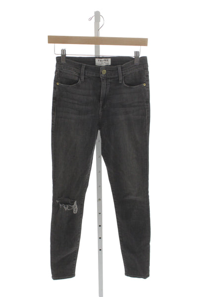 Frame Denim Women Dark Gray Skinny Ankle Jeans High Rise Size 25