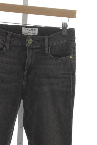 Frame Denim Women Dark Gray Skinny Ankle Jeans High Rise Size 25