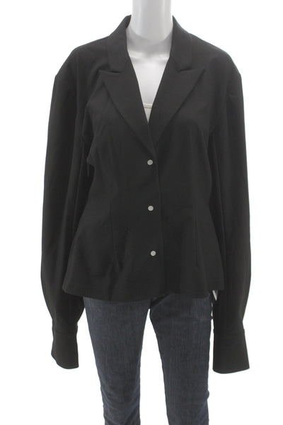 Elsa Womens Collared Black Blazer Long Sleeve Solid Size L