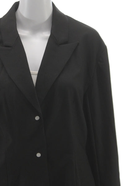 Elsa Womens Collared Black Blazer Long Sleeve Solid Size L
