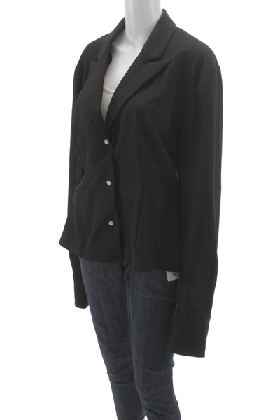 Elsa Womens Collared Black Blazer Long Sleeve Solid Size L