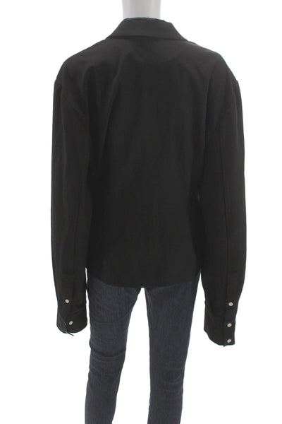 Elsa Womens Collared Black Blazer Long Sleeve Solid Size L