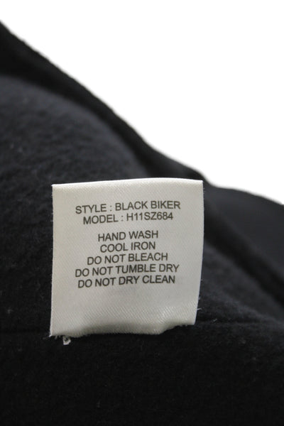Gryphon New York Womens Biker Jacket Black Zip Collared Wool Blend Size S