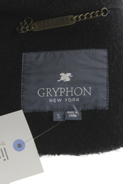 Gryphon New York Womens Biker Jacket Black Zip Collared Wool Blend Size S