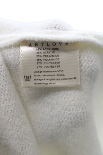 Artlove Unisex Floral White Short Sleeve Cardigan Button Round Neck Size S
